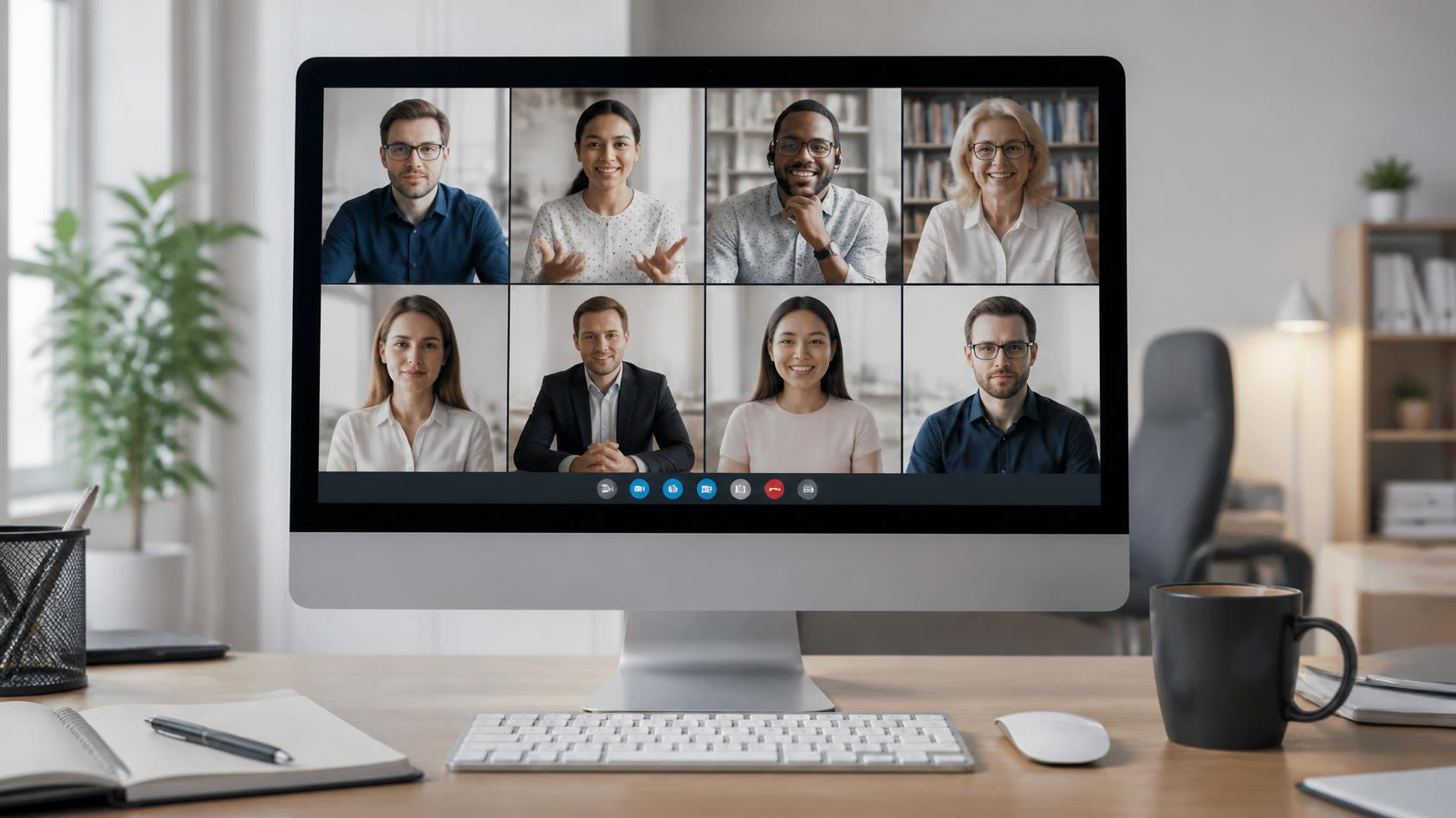 Professional working remotely while communicating with colleagues