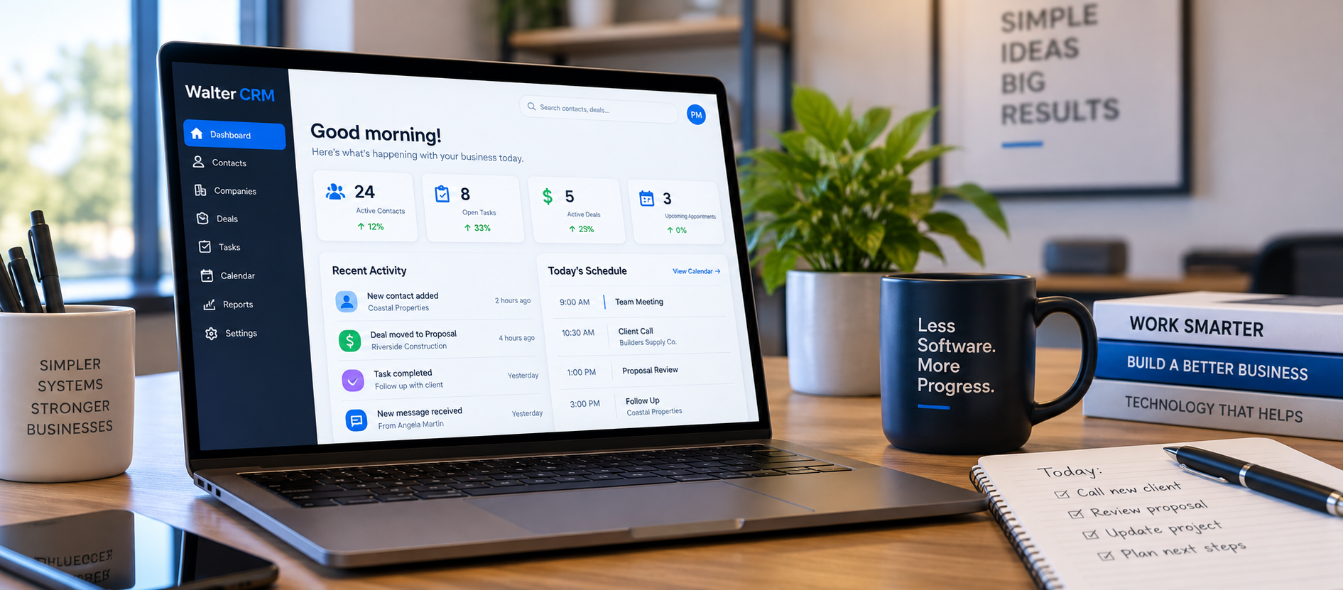 Modern business software interface representing simpler technology